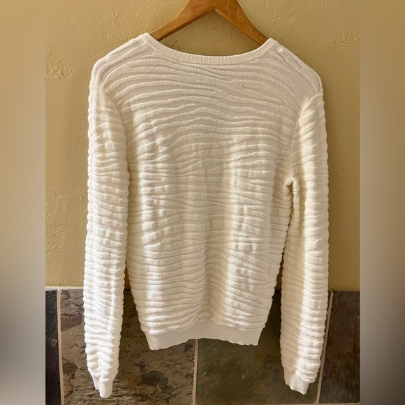 Theory V Neck Pullover Sweater Plush Zebra Ivory Size Small - Picture 4 of 8